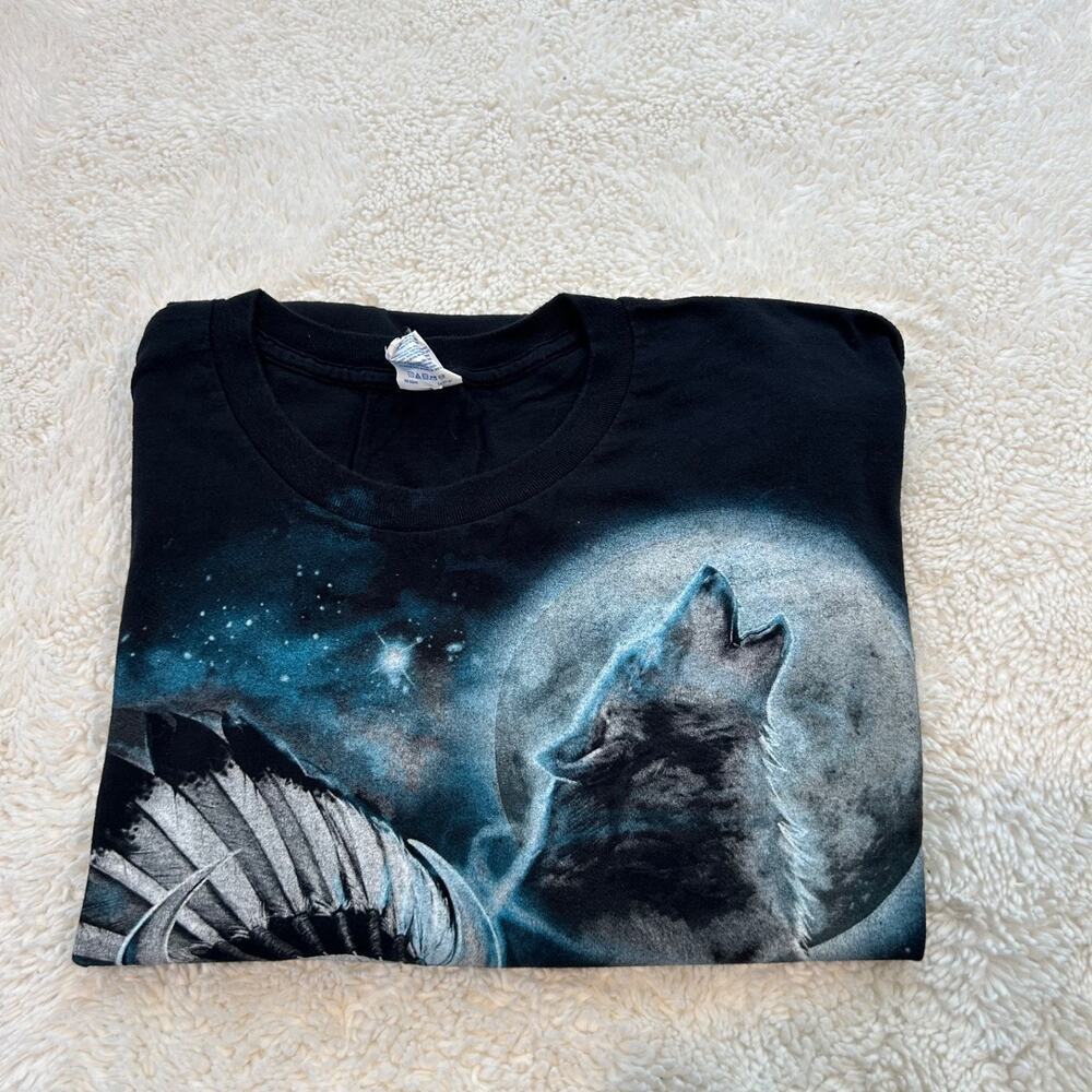 VTG 90s Wolf Moon Indian Native American Skeleton Top 3XL Grunge Emo Streetwear